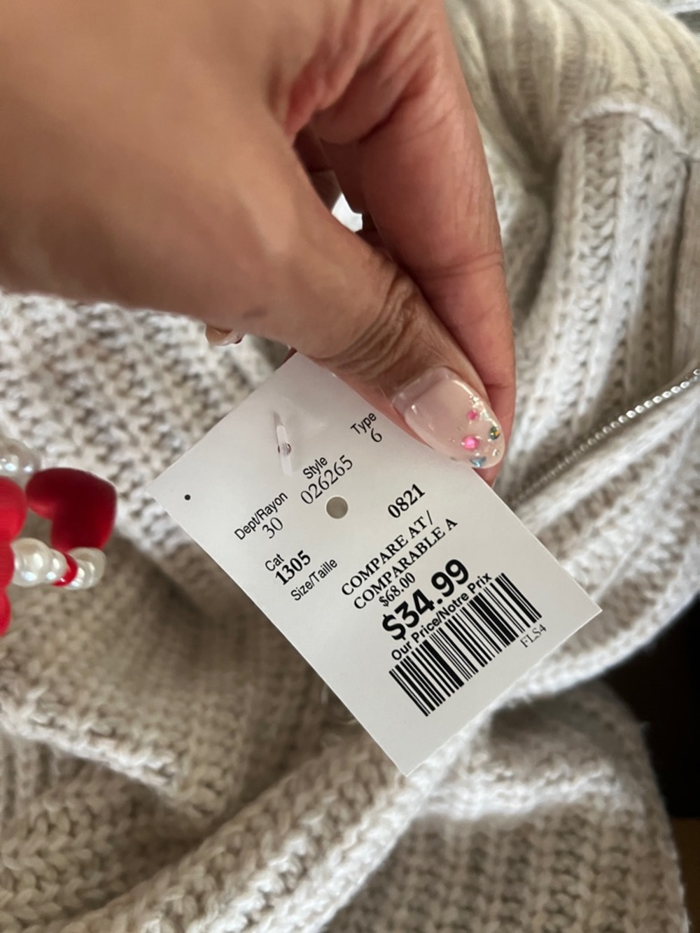 Oatmeal Ribbed Half-Zip Sweater - Picture 7 of 7